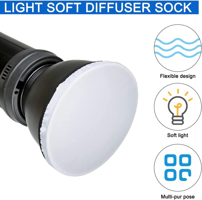 findTop 4-Pack Light Diffuser Sock - Universal Elastic Lamp Cover for Ring Light & Flash Photography (7 Inch/18cm) - Soft White Light Diffusion Fabric for Studio, Portrait, Product Shoots - Image 4